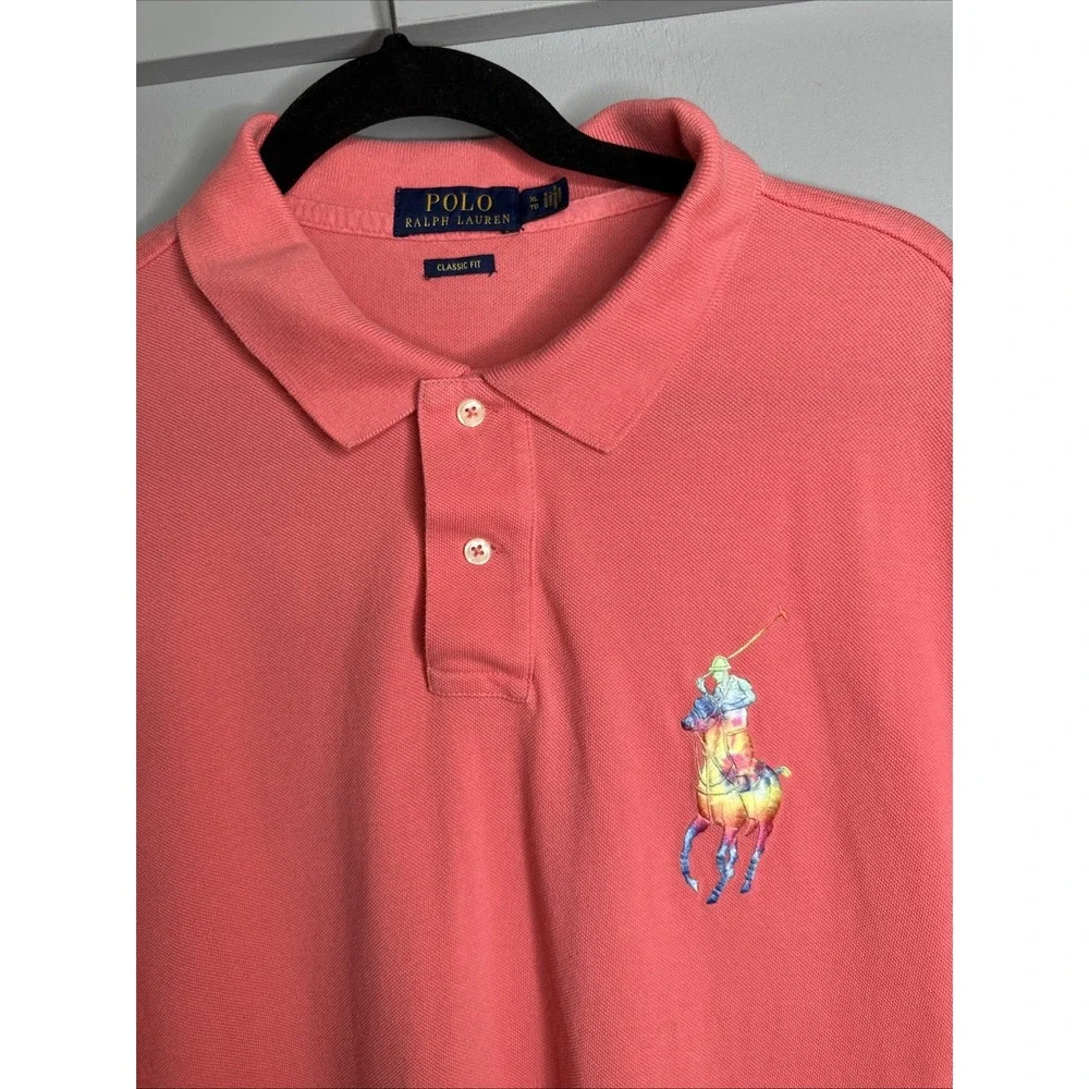 Polo Ralph Lauren Mens Custom Slim Fit Big Pony Mesh Polo Shirt,Amalfi Red,‎ XL